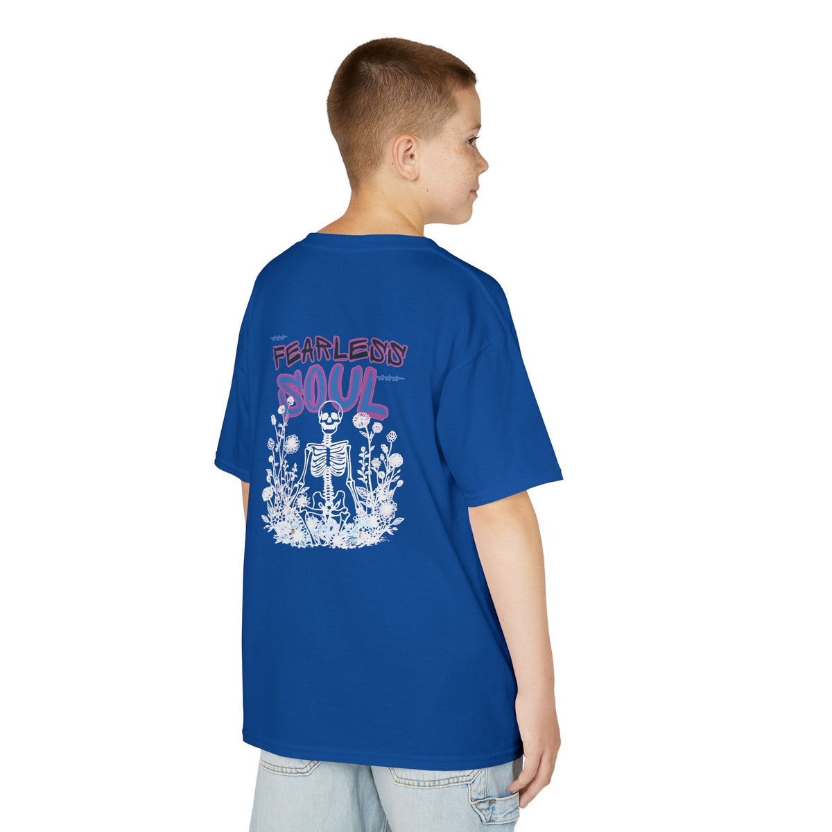 Kids T-Shirt — 'Fearless Soul' Skeleton Floral Graphic Tee