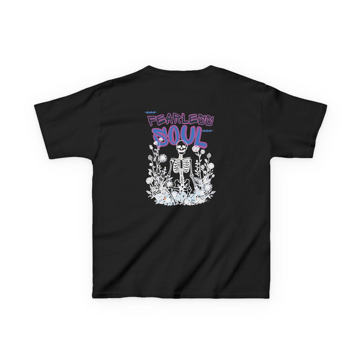 Kids T-Shirt — 'Fearless Soul' Skeleton Floral Graphic Tee