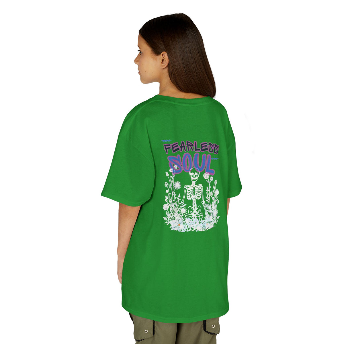 Kids T-Shirt — 'Fearless Soul' Skeleton Floral Graphic Tee