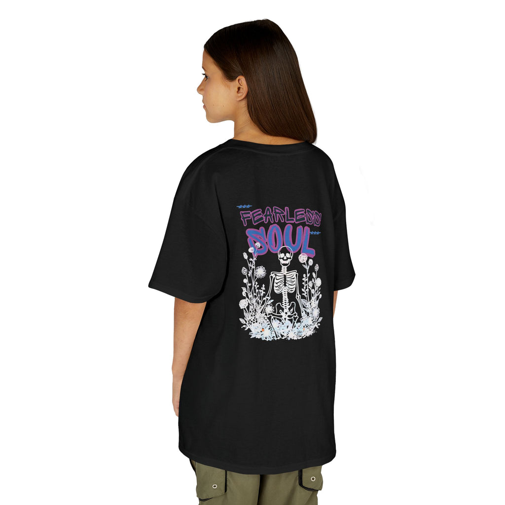 Kids T-Shirt — 'Fearless Soul' Skeleton Floral Graphic Tee