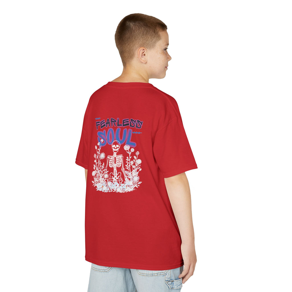 Kids T-Shirt — 'Fearless Soul' Skeleton Floral Graphic Tee