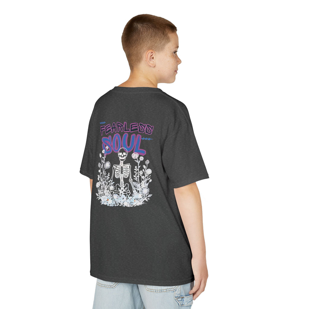 Kids T-Shirt — 'Fearless Soul' Skeleton Floral Graphic Tee