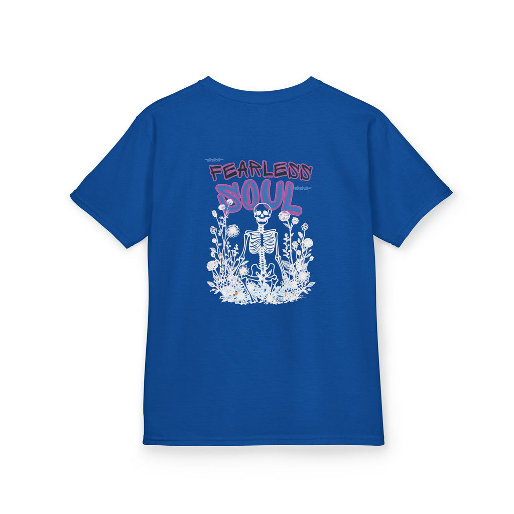 Kids T-Shirt — 'Fearless Soul' Skeleton Floral Graphic Tee