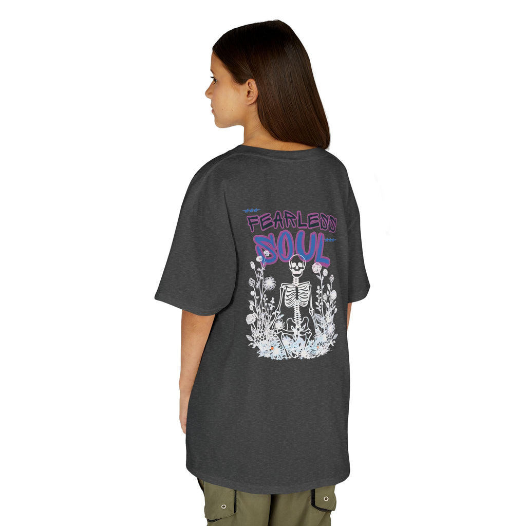 Kids T-Shirt — 'Fearless Soul' Skeleton Floral Graphic Tee