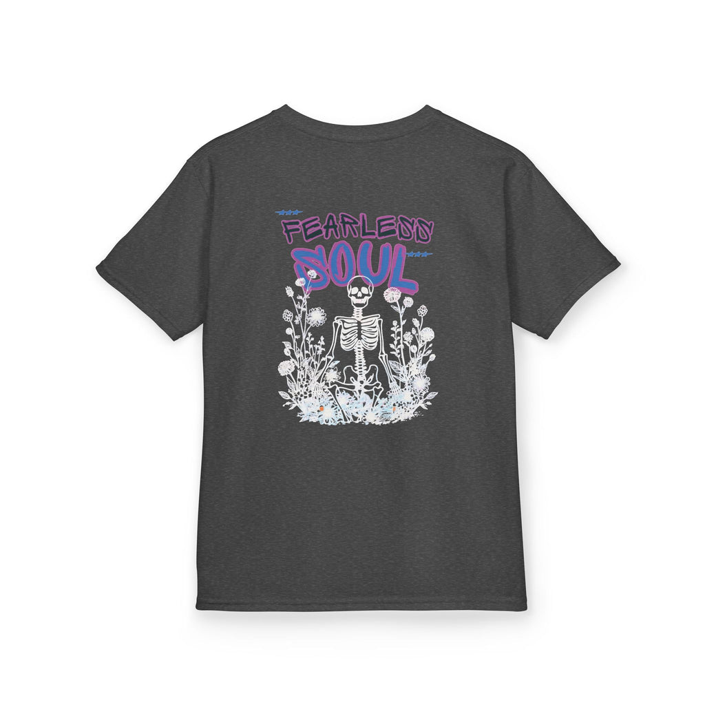Kids T-Shirt — 'Fearless Soul' Skeleton Floral Graphic Tee