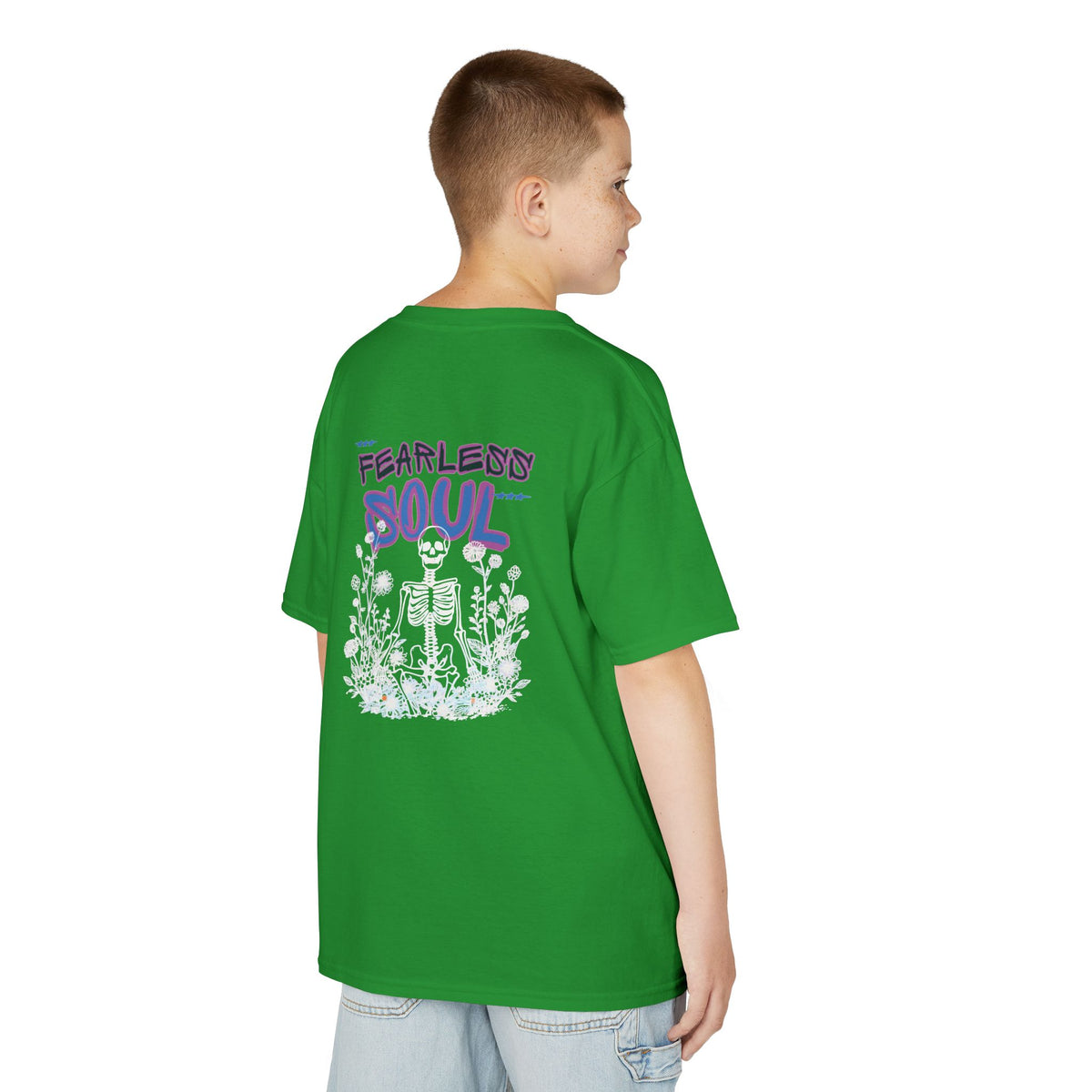 Kids T-Shirt — 'Fearless Soul' Skeleton Floral Graphic Tee