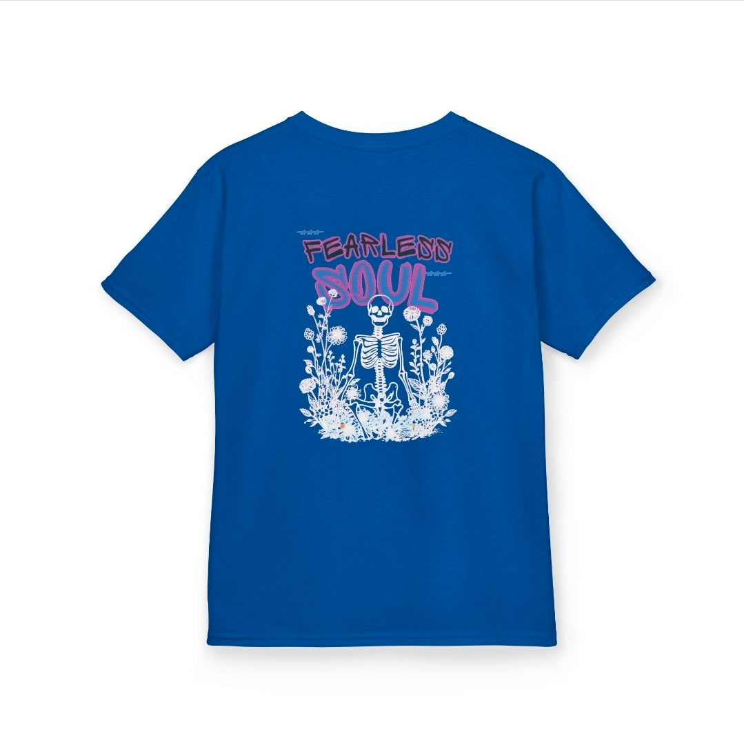Kids T-Shirt — 'Fearless Soul' Skeleton Floral Graphic Tee